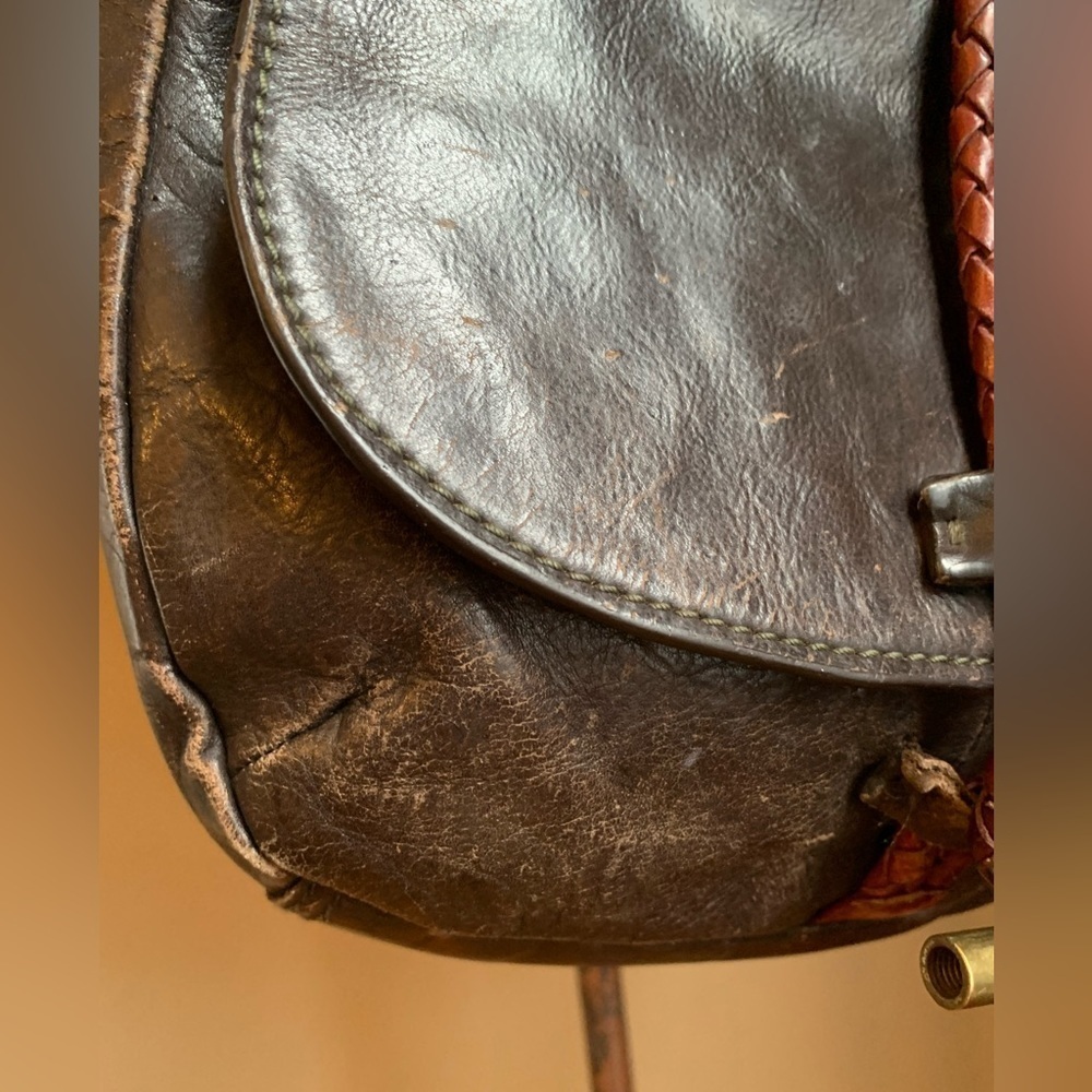 HideSign leather crossbody purse, distressed hippy boho, bohemian bag - Picture 3 of 16